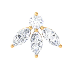 Certified Moissanite Leaf Piercing Earring