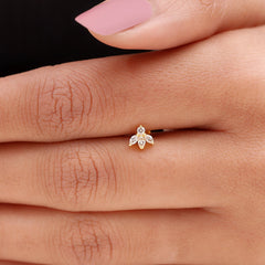 Certified Moissanite Leaf Piercing Earring