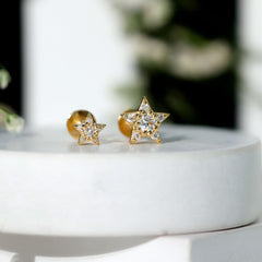 Moissanite Star Earring for Helix Piercing