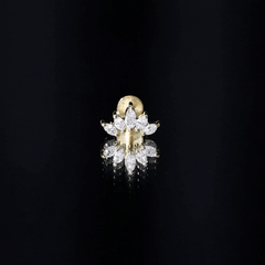 Marquise Moissanite Leaf Ear Crawler Earring