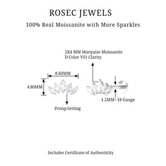 Marquise Moissanite Leaf Ear Crawler Earring