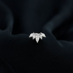 Marquise Moissanite Leaf Ear Crawler Earring