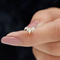 Marquise Moissanite Leaf Ear Crawler Earring