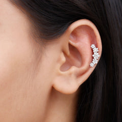 Exquisite Moissanite Flower Inspired Crawler Earring