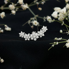 Exquisite Moissanite Flower Inspired Crawler Earring