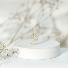 Exquisite Moissanite Flower Inspired Crawler Earring