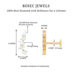 Unique Diamond Crawler Earring for Helix Piercing