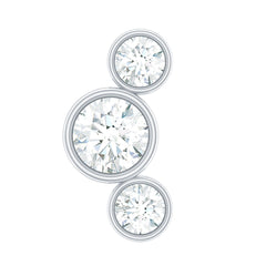 Bezel Set Diamond Three Stone Earring for Helix Piercing