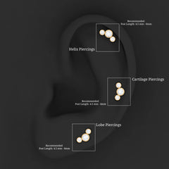 Bezel Set Diamond Three Stone Earring for Helix Piercing