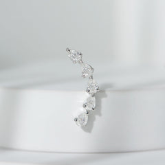 Pear Shape Diamond Crawler Earring for Cartilage Piercing