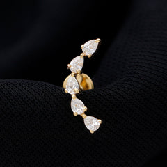 Pear Shape Diamond Crawler Earring for Cartilage Piercing