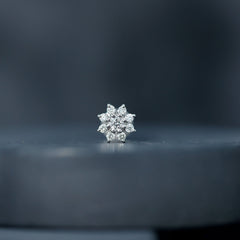 Sparkling Diamond Flower Cartilage Earring with Flat Back
