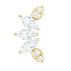 Marquise Diamond Leaf Crawler Earring for Helix Piercing