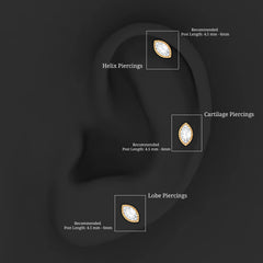 Marquise Diamond Solitaire Earring for Tragus Piercing