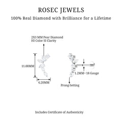 Unique Diamond Ear Crawler Earring for Helix Piercing