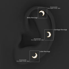 Round Cut Diamond Crescent Moon Cartilage Earring