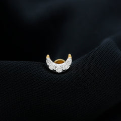 Round Cut Diamond Crescent Moon Cartilage Earring