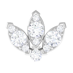 Certified Diamond Lotus Flower Earring with Flat Back