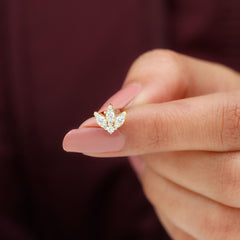 Certified Diamond Lotus Flower Earring with Flat Back