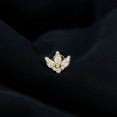 Certified Diamond Lotus Flower Earring with Flat Back