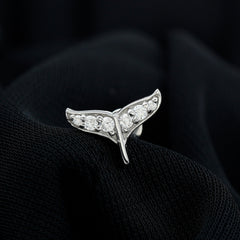 Certified Diamond Whale Tail Earring for Helix Piercing