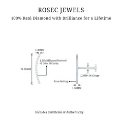 Pave Set Diamond Curved Bar Earring for Cartilage Piercing