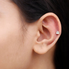 Unique Diamond Cluster Earring for Conch Piercing