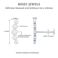 Graduated Style Diamond Crawler Earring for Helix Piercing