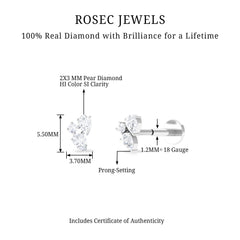 Natural Three Diamond Cluster Tragus Earring