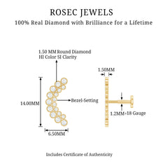 Diamond Curved Crawler Earring in Bezel Set