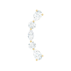 Simple Diamond Curved Crawler Earring for Helix Piercing