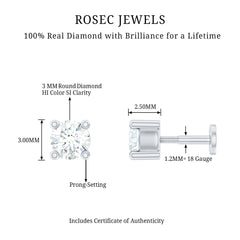 Minimalist Diamond Solitaire Tragus Earring