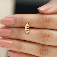 Natural Diamond Curved Cartilage Earring with Flat Back