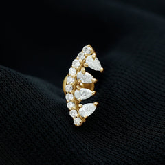 Natural Diamond Curved Cartilage Earring with Flat Back