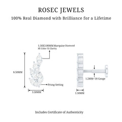 Marquise Diamond Leaf Cluster Earring for Helix Piercing