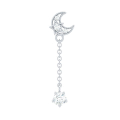 Diamond Moon Chain Earring for Helix Piercing
