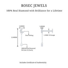 Diamond Moon Chain Earring for Helix Piercing