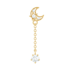 Diamond Moon Chain Earring for Helix Piercing