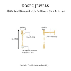 Diamond Moon Chain Earring for Helix Piercing