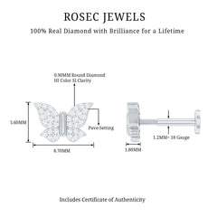 Certified Diamond Butterfly Cartilage Earring