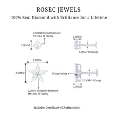 Marquise Diamond Flower Cartilage Earring Set