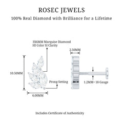 Marquise Diamond Cluster Helix Earring with Flat Back