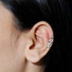 Diamond Butterfly Crawler Earring for Helix Piercing
