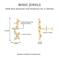 Diamond Butterfly Crawler Earring for Helix Piercing