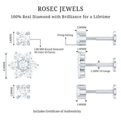 Certified Diamond Flower Helix Earring Set of 3