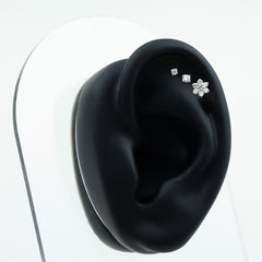 Certified Diamond Flower Helix Earring Set of 3