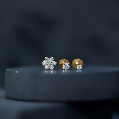 Certified Diamond Flower Helix Earring Set of 3