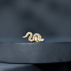 Certified Diamond Snake Earring for Cartilage Piercing