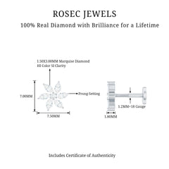 Sparkling Marquise Diamond Flower Helix Earring