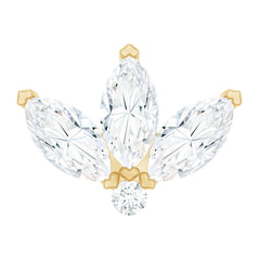 Marquise Cut Diamond Lotus Flower Earring for Cartilage Piercing